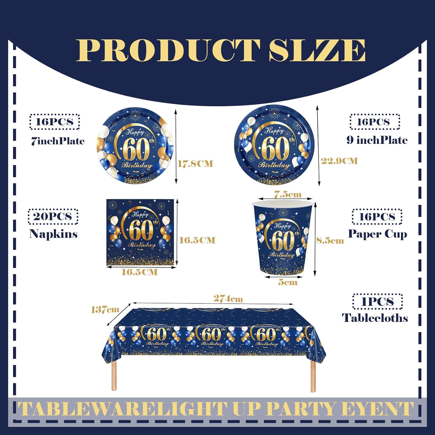 Blu Navy oro 60th Birthday dec - Table Number Gold recensione e prezzo
