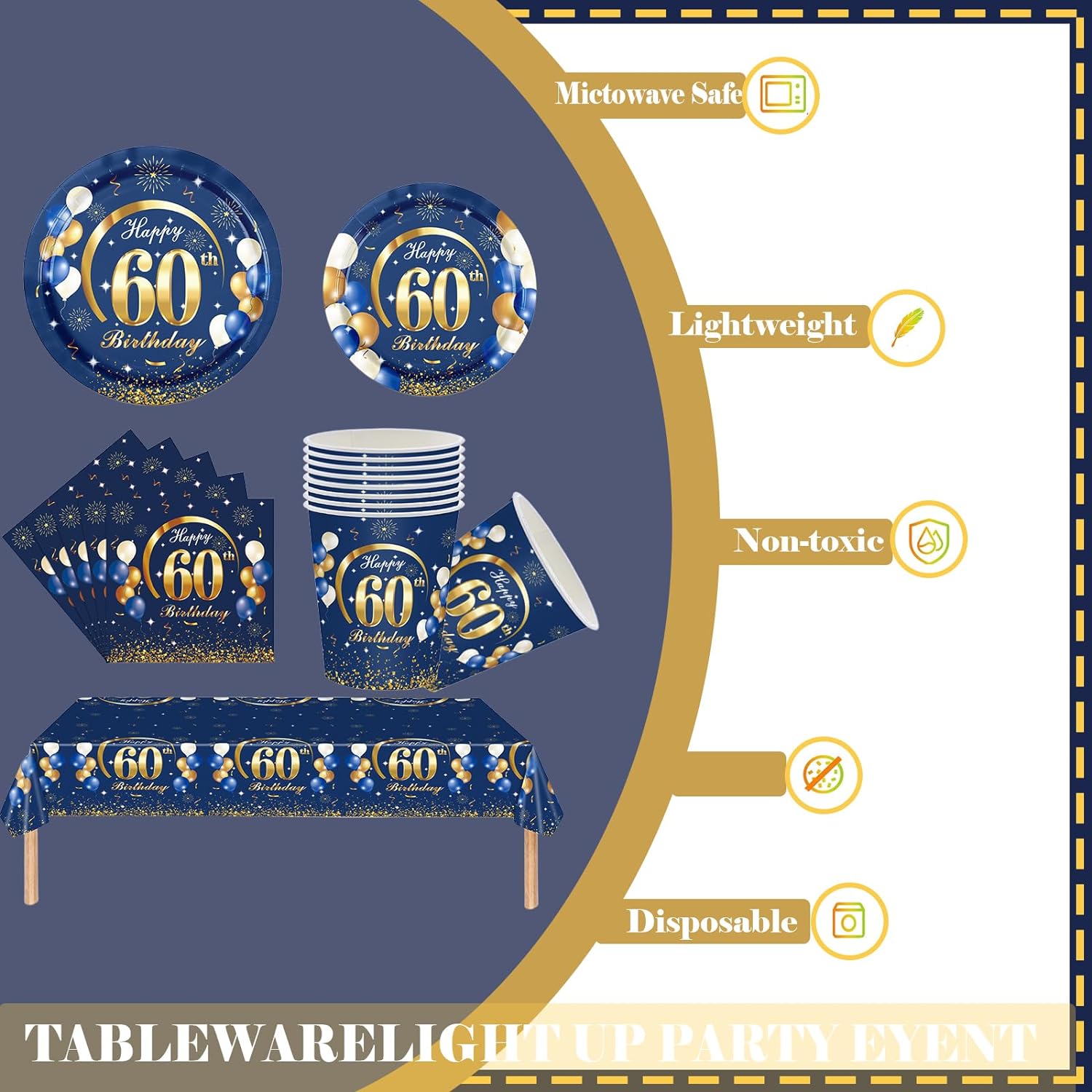 Blu Navy oro 60th Birthday dec - Table Number Gold recensione e prezzo