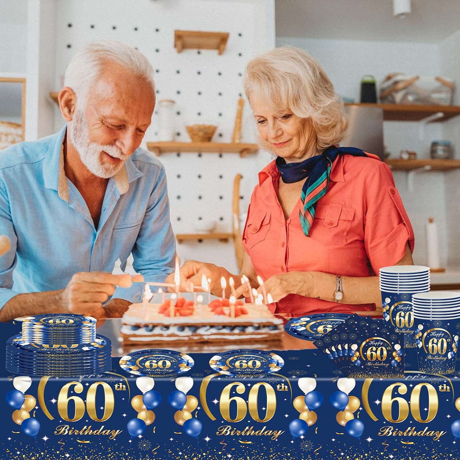Blu Navy oro 60th Birthday dec - Table Number Gold recensione e prezzo